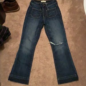 Ankle length boot cut jeans